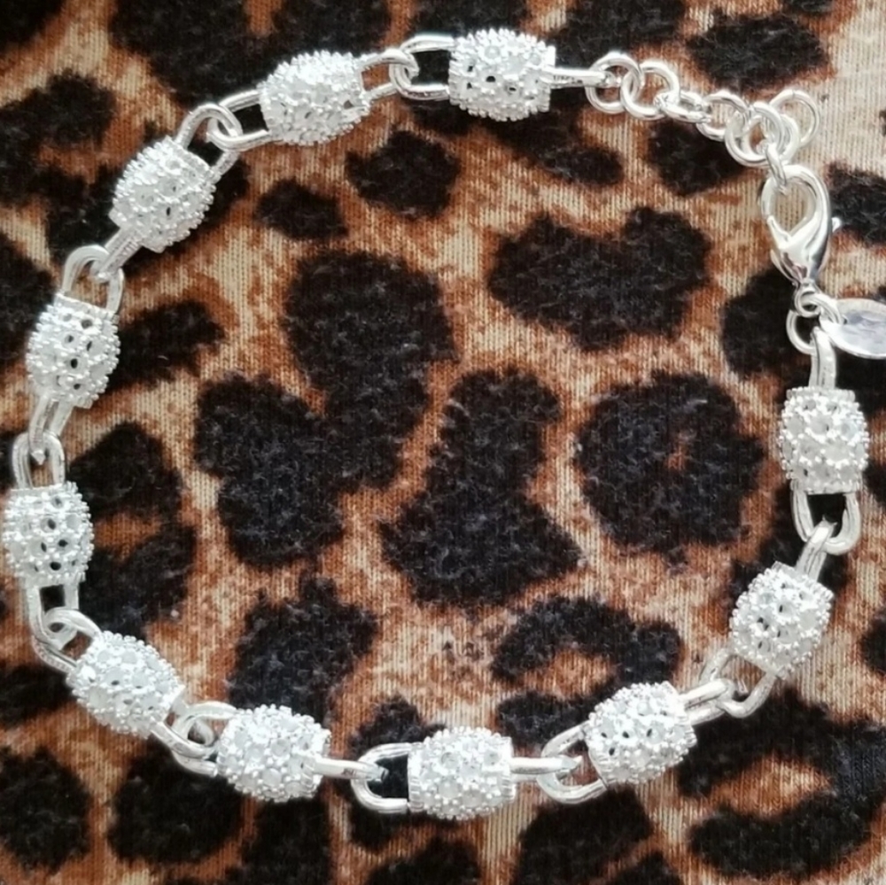 .925 stamped barrel bracelet